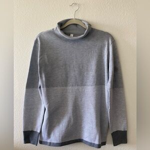 Turtle neck Two Tone Grey and Stripe Sweater
